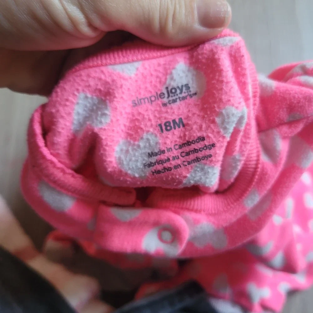 Simple Joys by Carter's Footed Pajamas Girls 18M Pink Heart Owl Fleece Sleeper